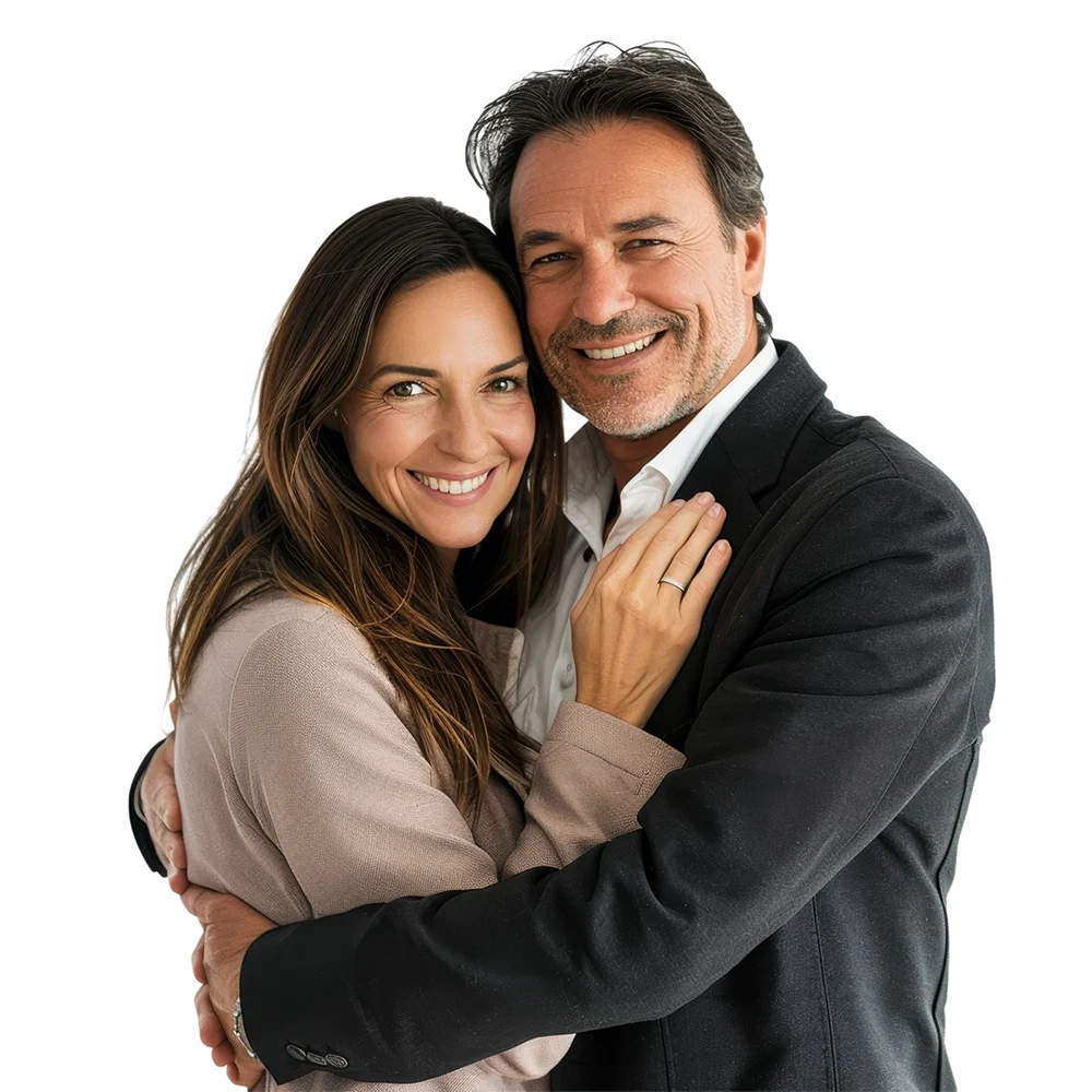 Loving Couple Embracing Isolated on Transparent Background